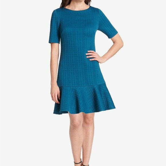 Jessica Howard Womens Teal Textured Drop Waist Dre - Picture 4 of 5